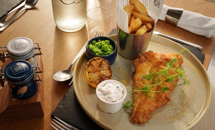 Fish & Chips in the Carreg Restaurant at The Cliff Hotel & Spa
